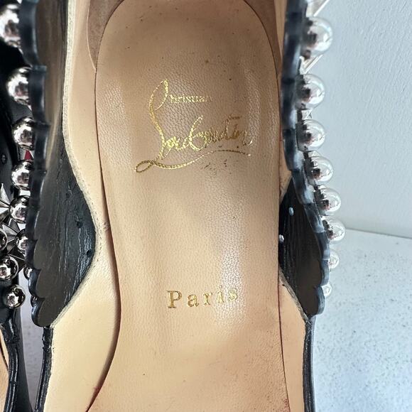 Christian Louboutin Womens Roucouloulou Pumps High Heel Black Studded Size 35 - Picture 10 of 16